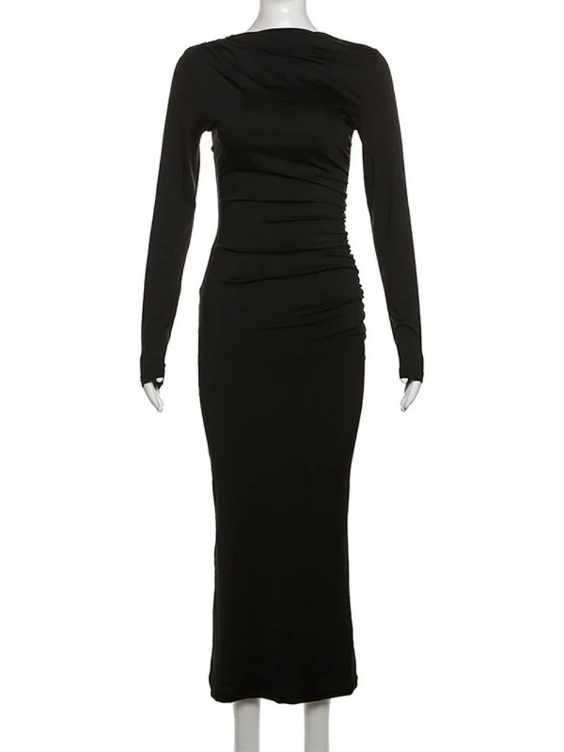 DressBetty - 2024 Spring Elegant O-neck Long Sleeve Bodycon Dress