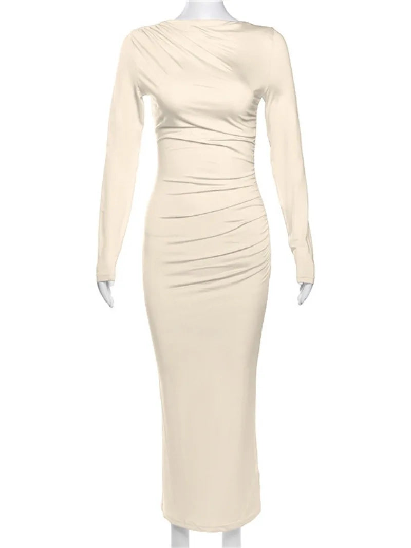 DressBetty - 2024 Spring Elegant O-neck Long Sleeve Bodycon Dress