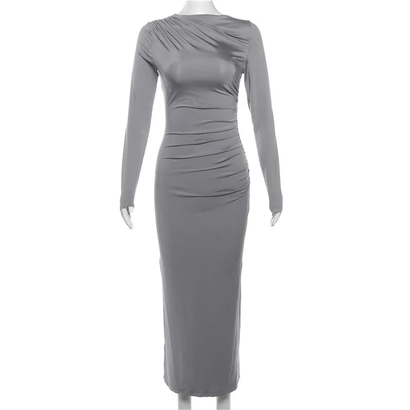 DressBetty - 2024 Spring Elegant O-neck Long Sleeve Bodycon Dress