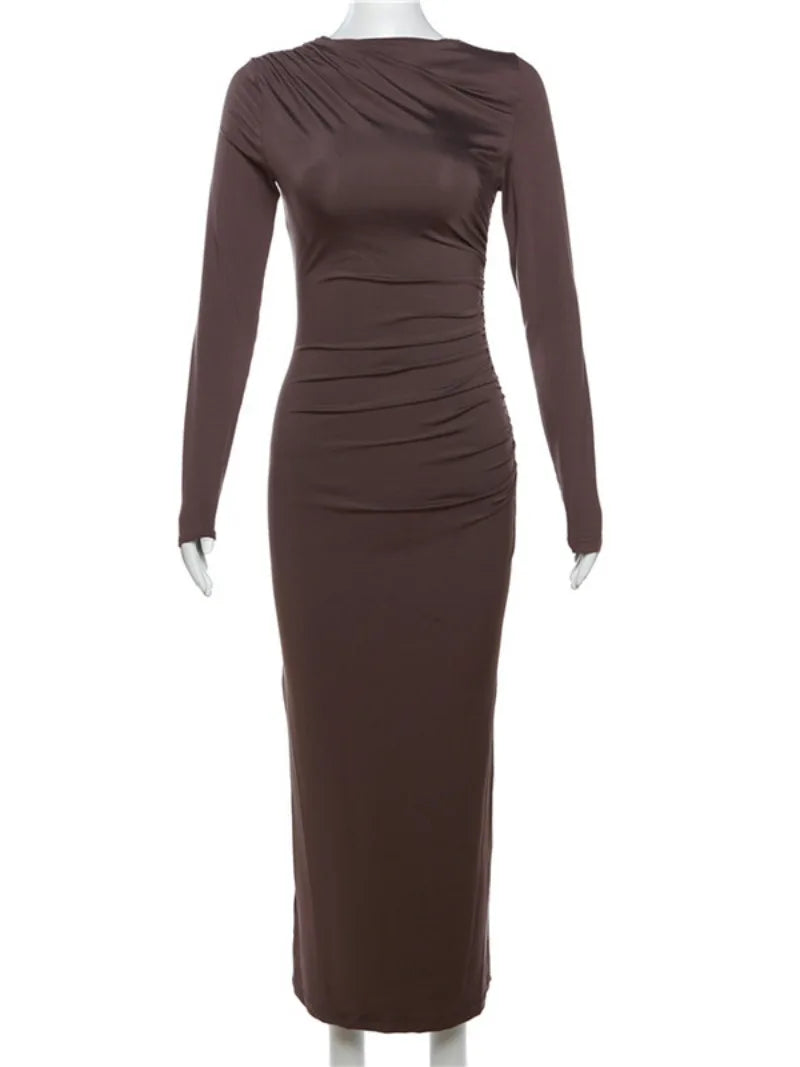DressBetty - 2024 Spring Elegant O-neck Long Sleeve Bodycon Dress