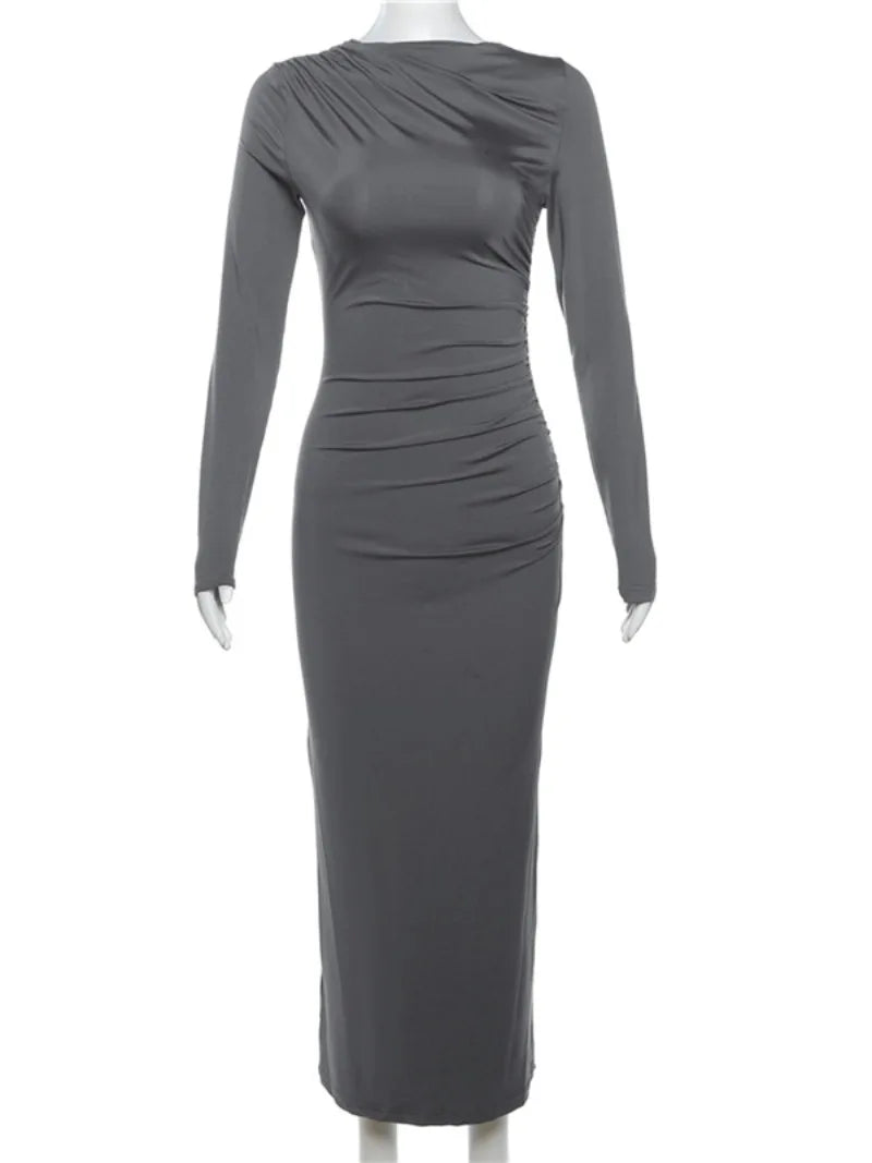 DressBetty - 2024 Spring Elegant O-neck Long Sleeve Bodycon Dress