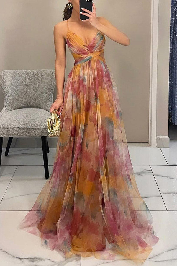Elowen | Painted Floral V-Neck Maxi Dress