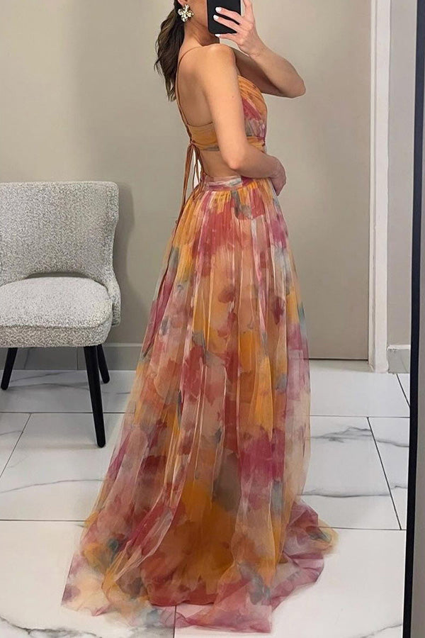 Elowen | Painted Floral V-Neck Maxi Dress