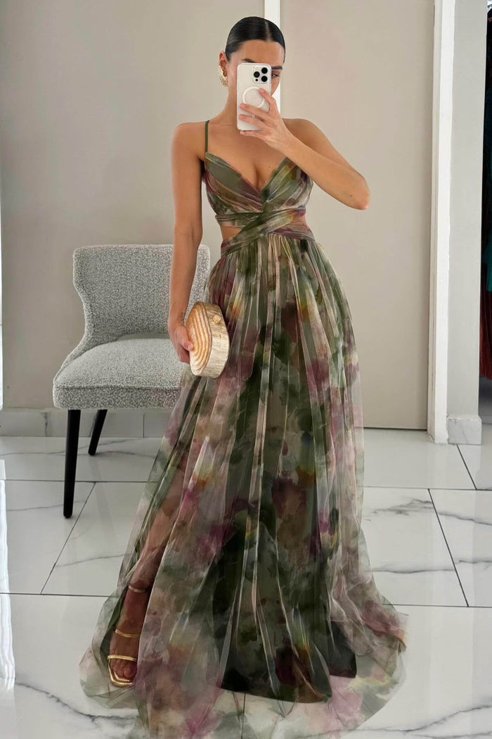 Elowen | Painted Floral V-Neck Maxi Dress