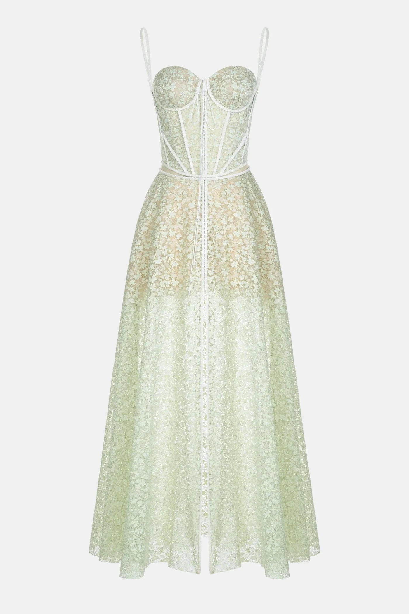 Emani Floral Lace Corset Cutout Maxi Dress - Mint