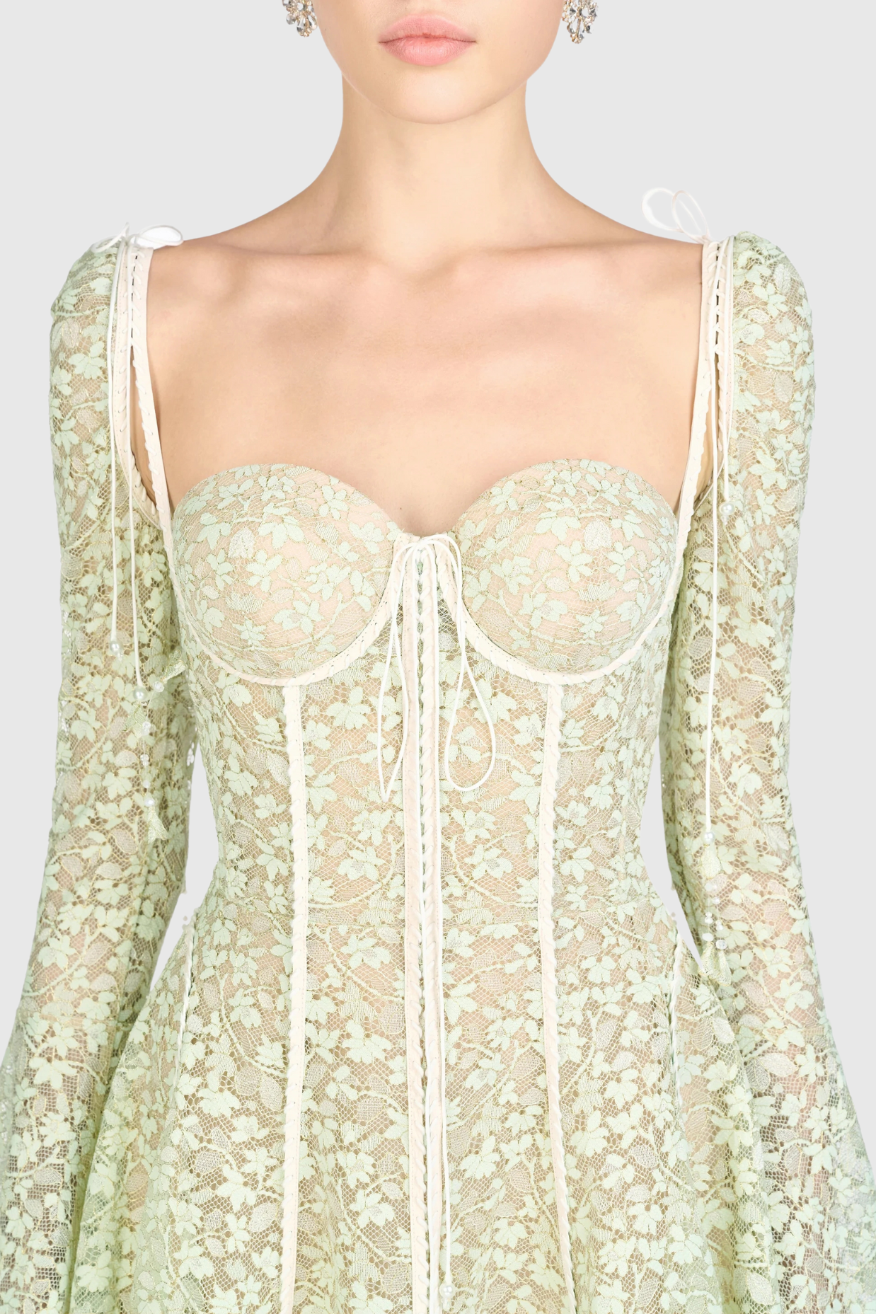 Emani Floral Lace Corset Mini Dress - Mint