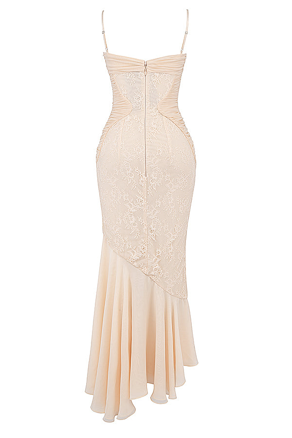 Felicia Vanilla Chiffon & Lace Dress