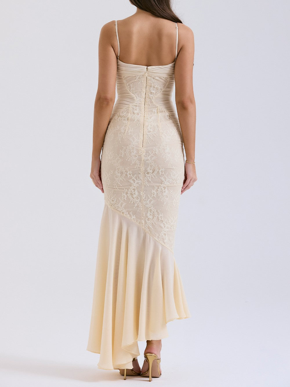 Felicia Vanilla Chiffon & Lace Dress
