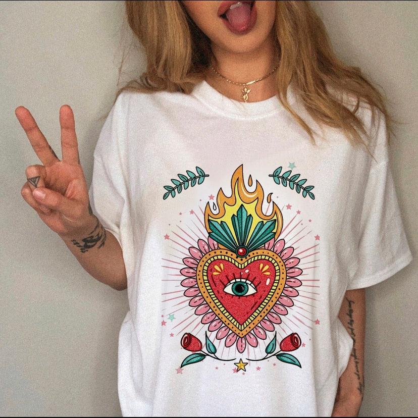 DressBetty - Female Top Fashion Tee Love Heart New Style Trend Clothes