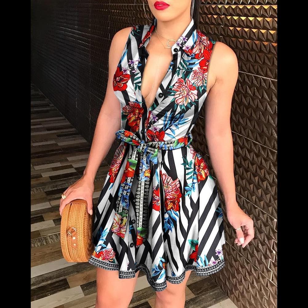 DressBetty - Floral Print Summer Beach Dress