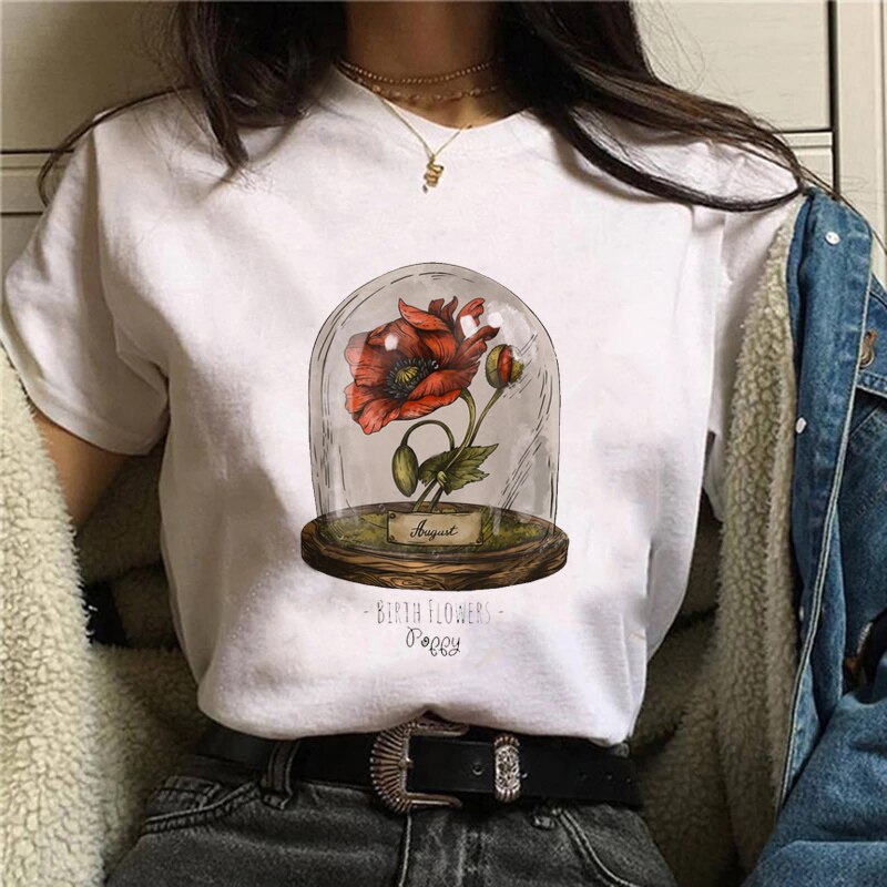 DressBetty - Funny Mushroom Print T-shirt Women's Fashion Versatile Top T-shirt
