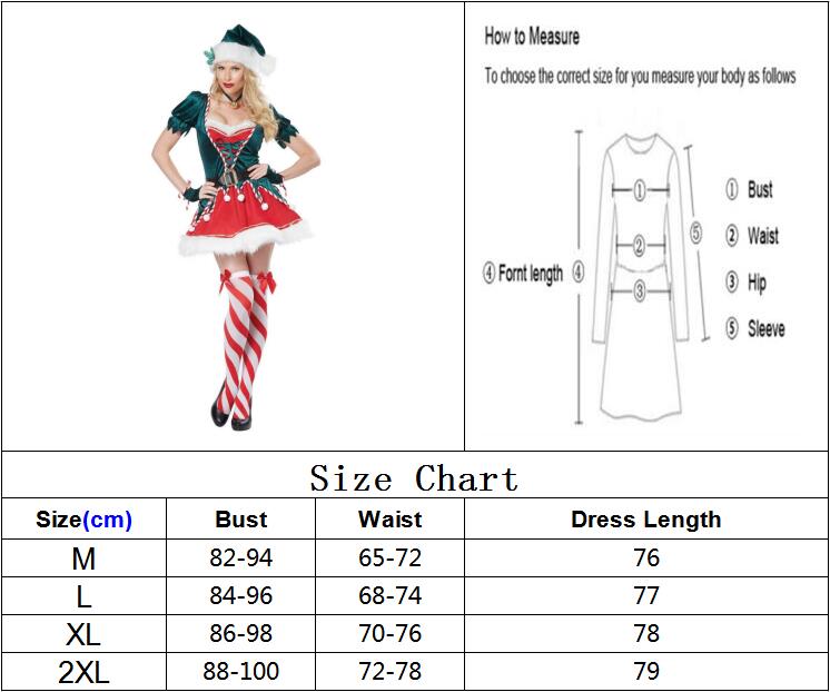 DressBetty - Christmas Santa Claus Costume Funny Green Elf Cosplay 5Pcs Set
