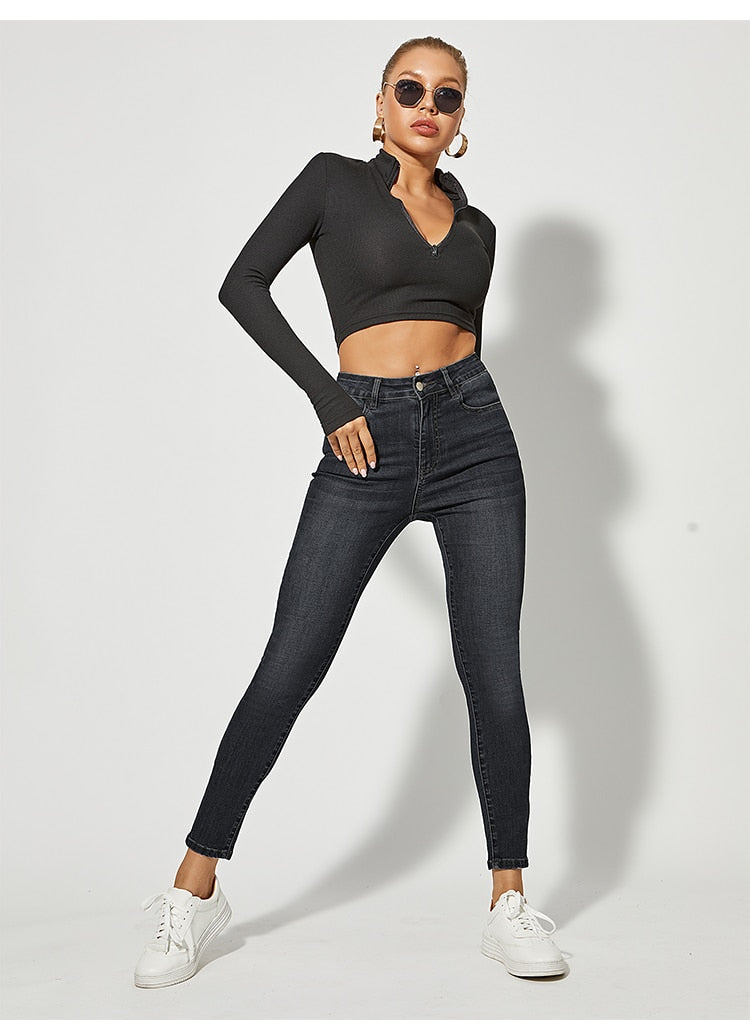 DressBetty - Classic Skinny Jeans Women High Waist Stretch Jean Fashion Wash Denim Leggings Slim Elastic Pencil Pant