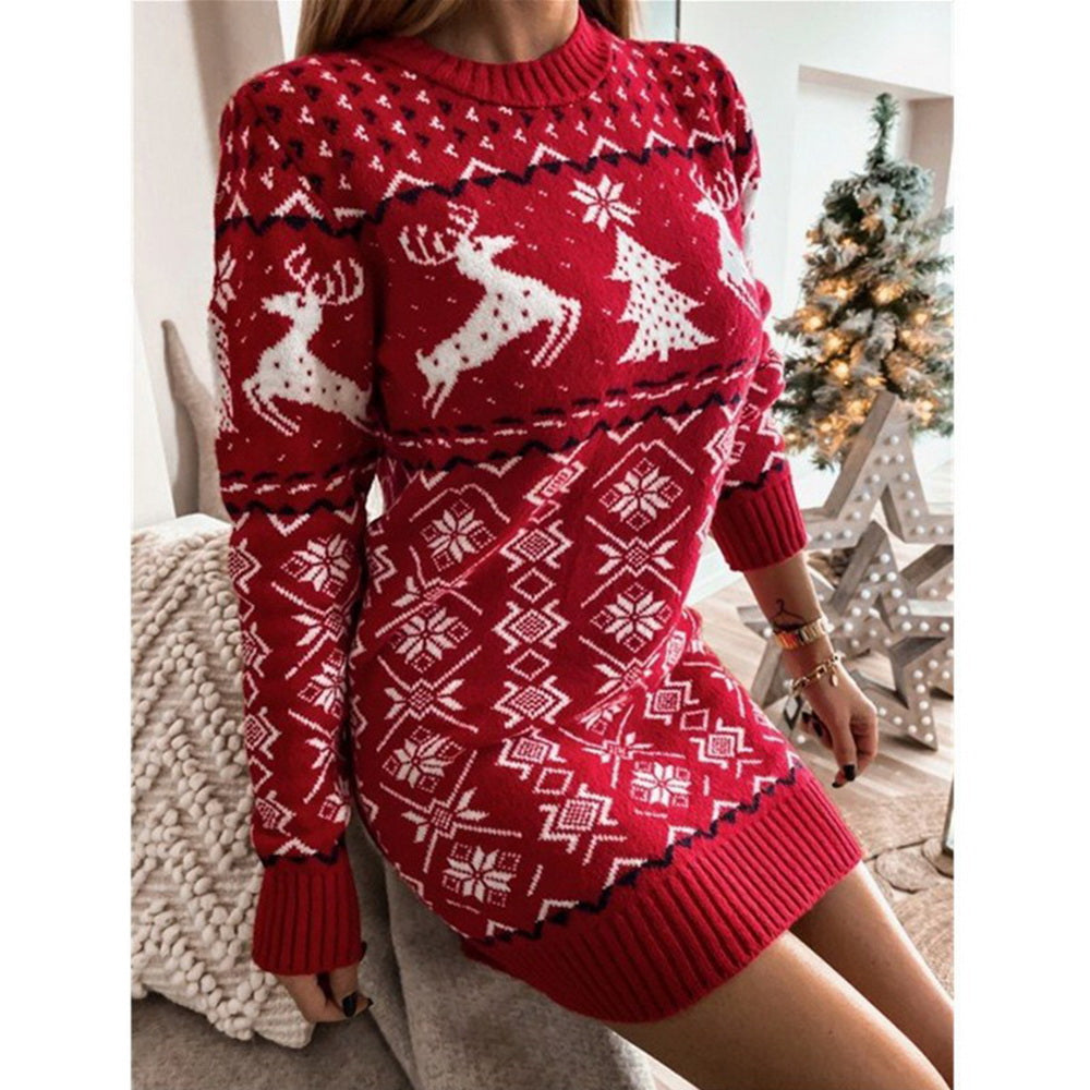 DressBetty - Christmas Knitted Dresses Girl Sweater Dress Long Sleeve Jumpers Knitwear