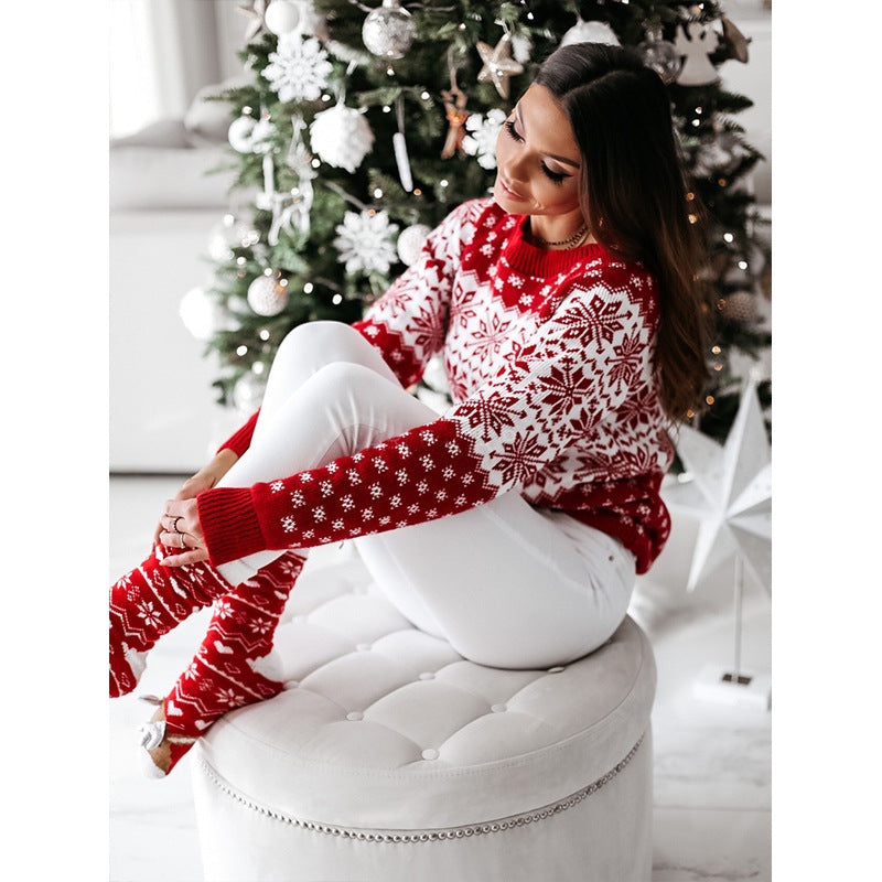 DressBetty - Snowflake Pattern Classic Round Neck Long Sleeve Christmas Sweaters
