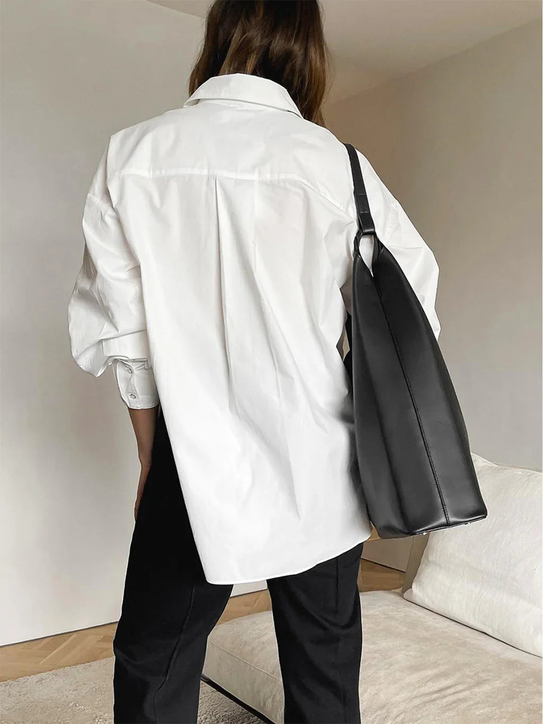 Mid-Length Minimalist Button Down Shirt