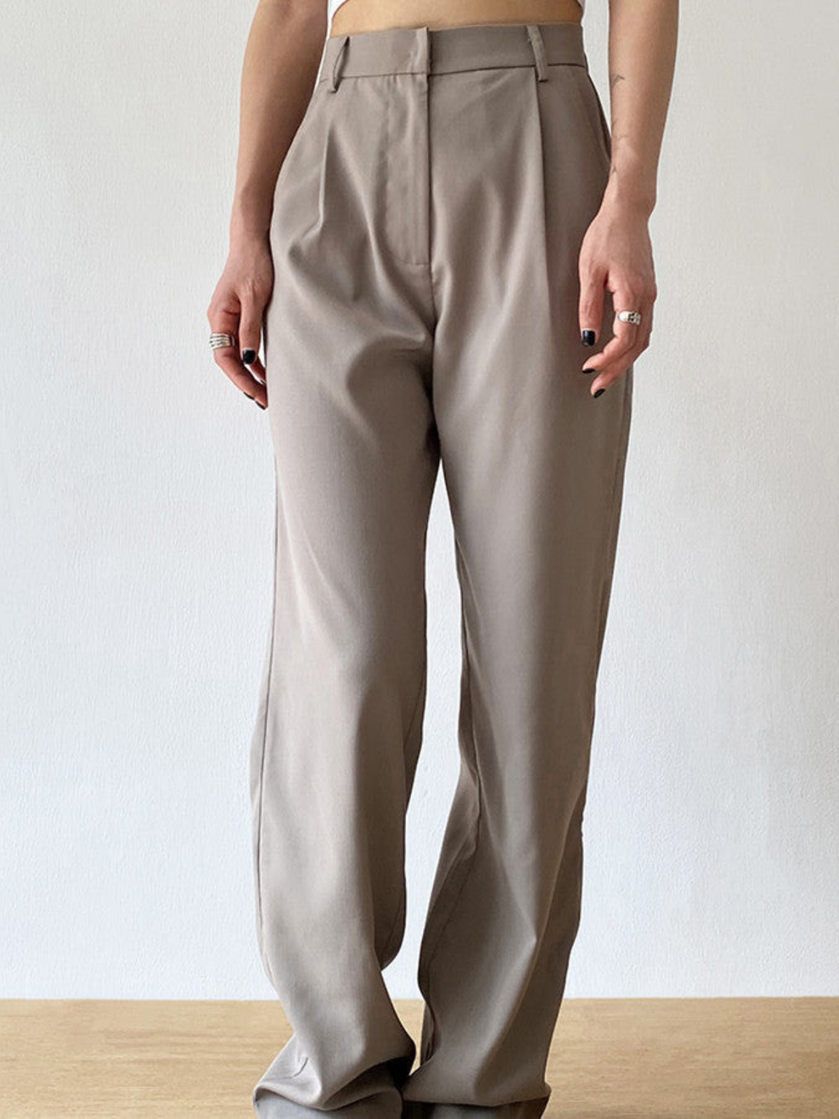 Taupe Knitted Casual Trousers