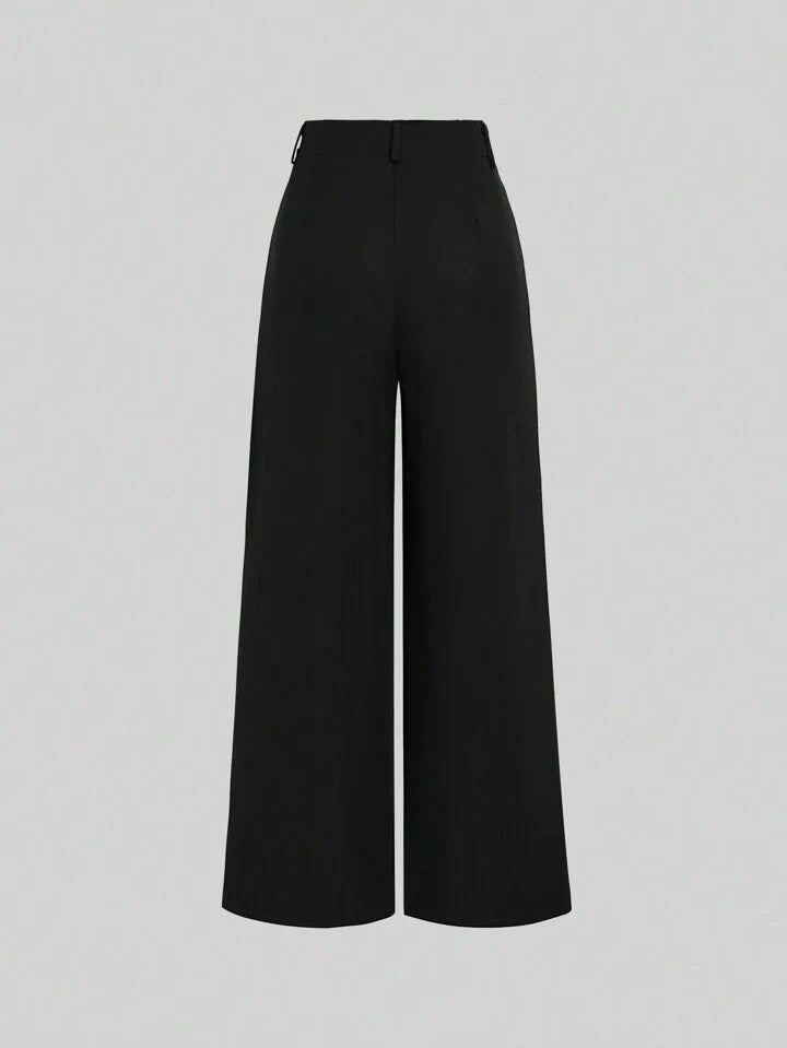 High-Waisted Wide‑Leg Black Trousers