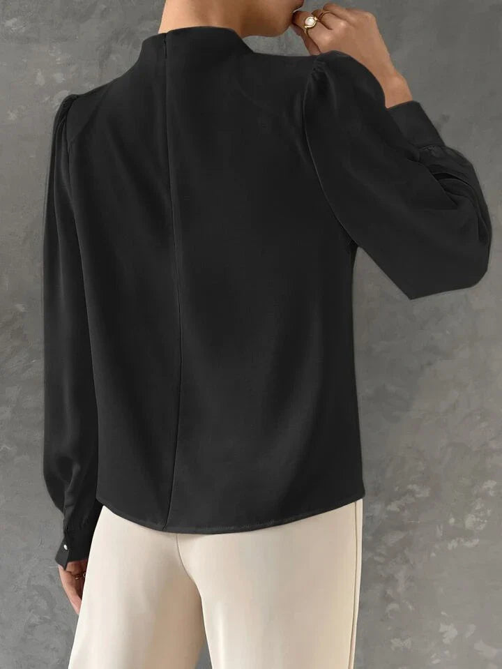 Elegant Bishop Sleeve Draped Top