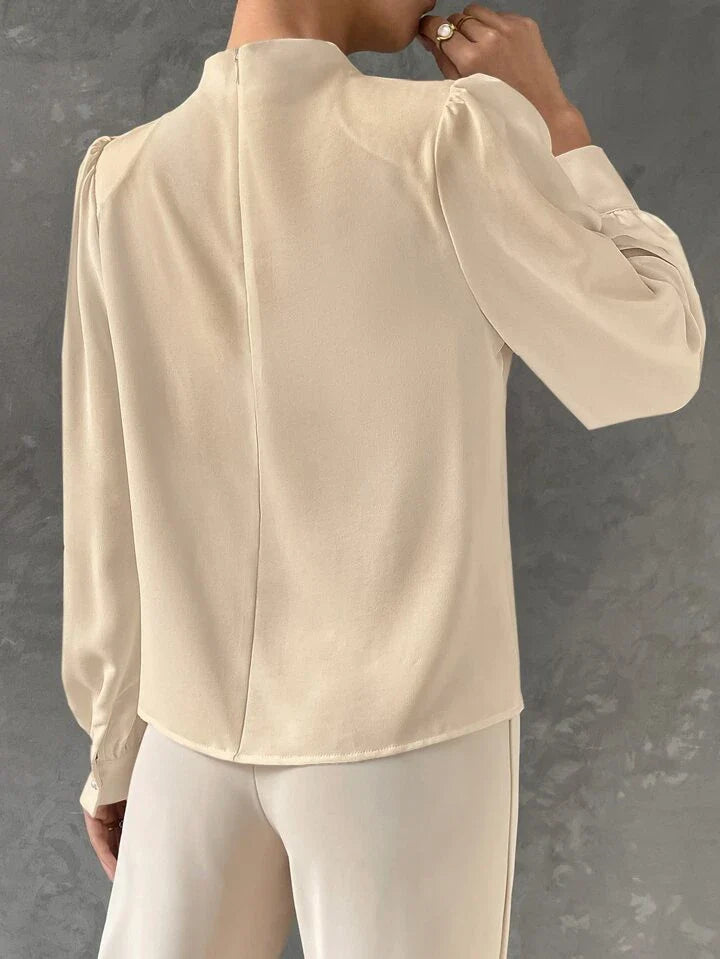 Elegant Bishop Sleeve Draped Top