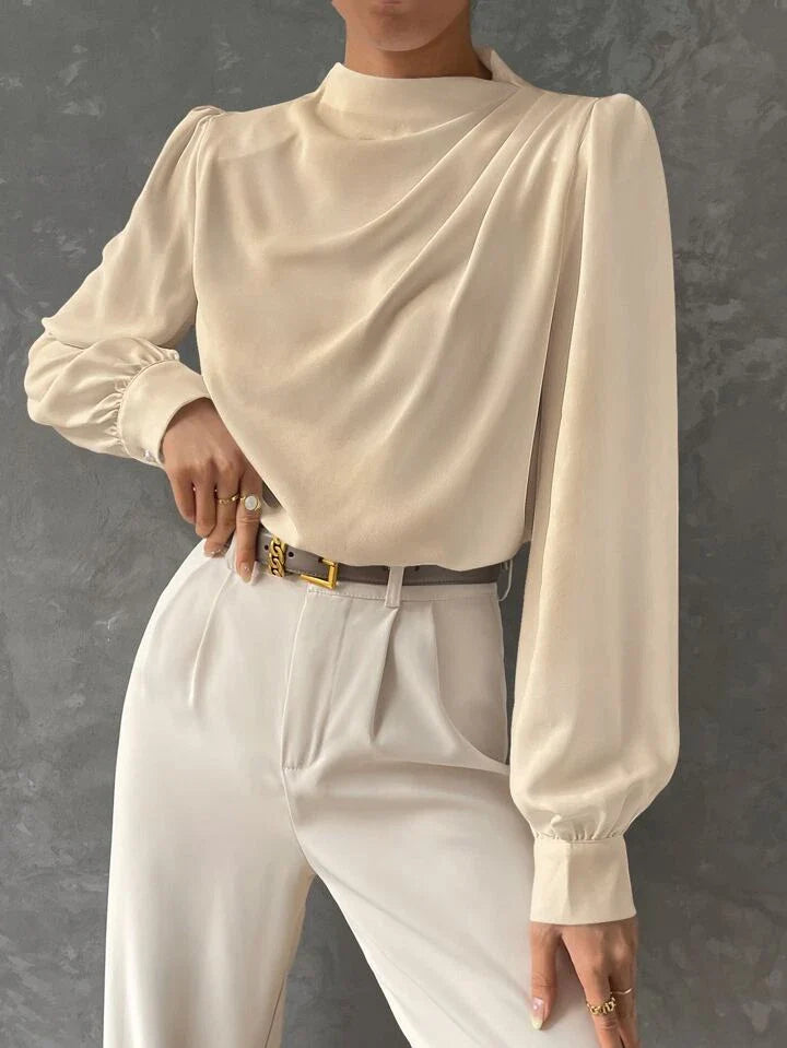 Elegant Bishop Sleeve Draped Top