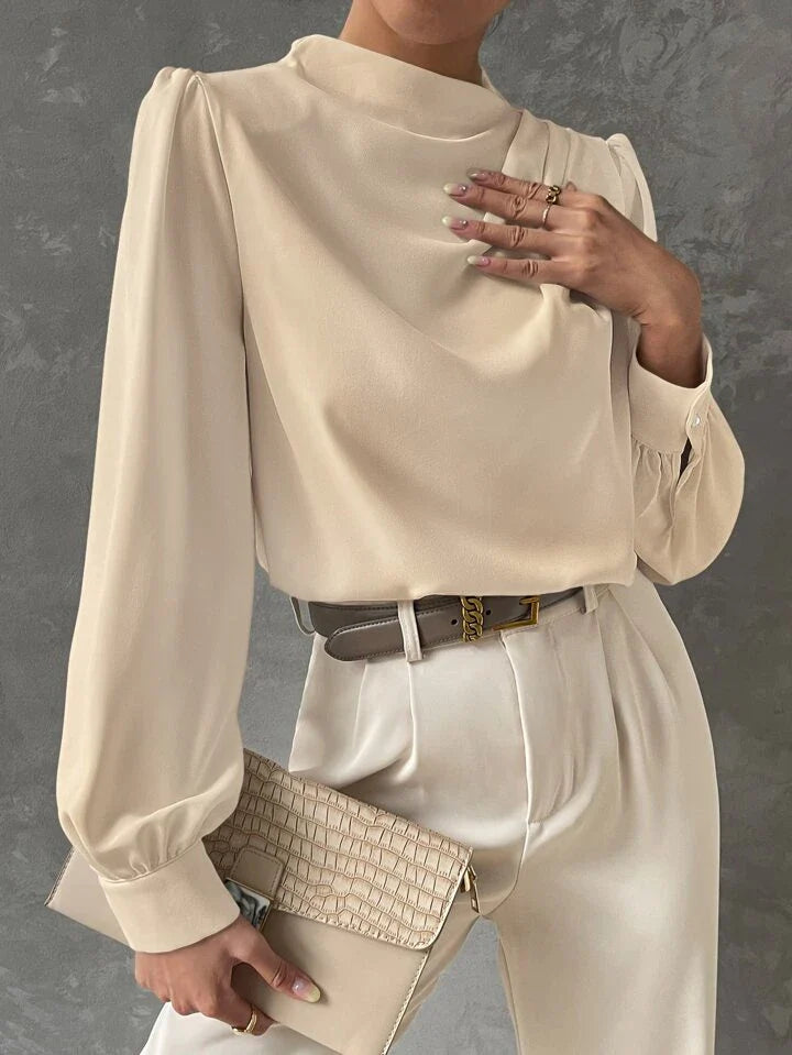 Elegant Bishop Sleeve Draped Top