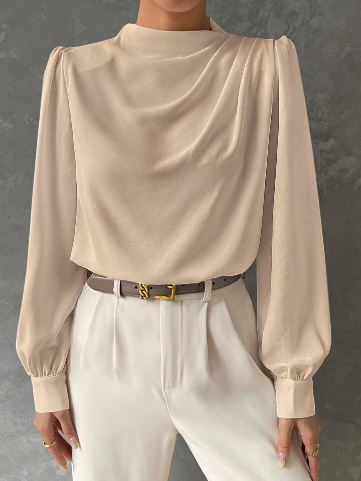 Elegant Bishop Sleeve Draped Top