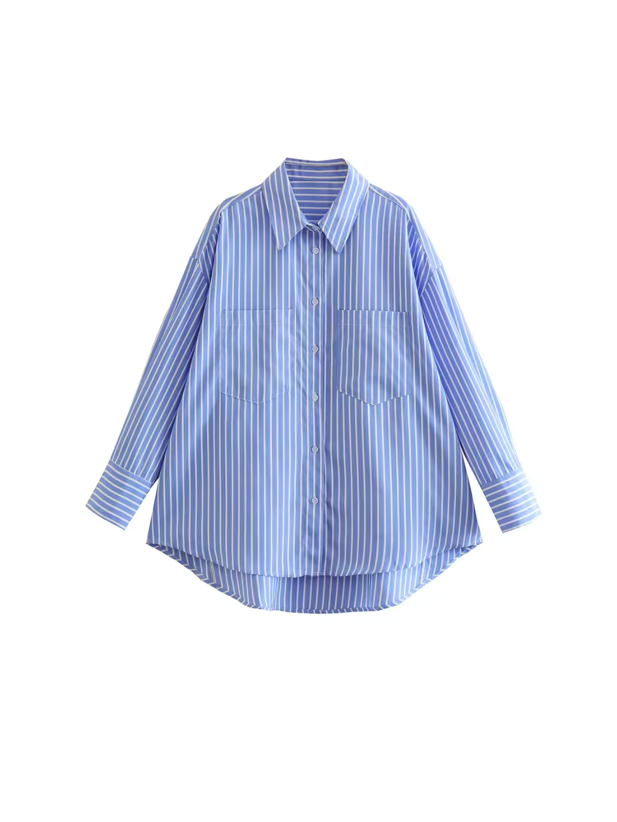 Casual Loose Mid-length Striped Shirt