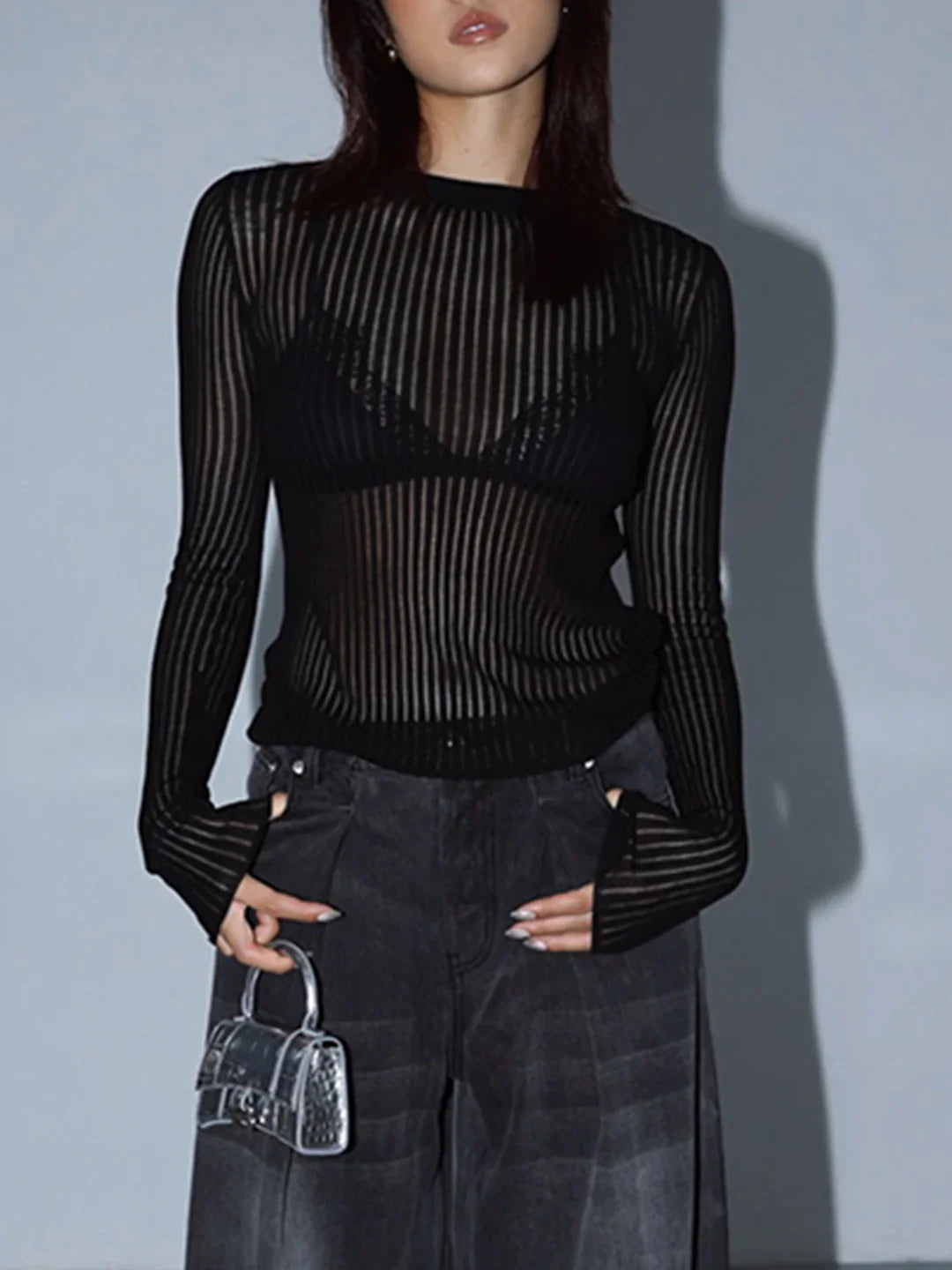 Dark Romance Sheer Long Sleeve Top