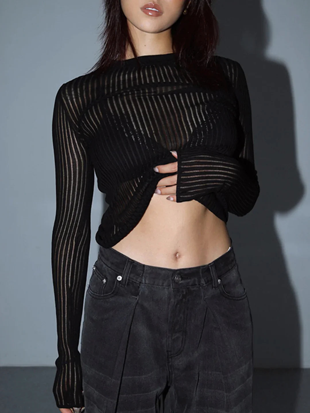 Dark Romance Sheer Long Sleeve Top