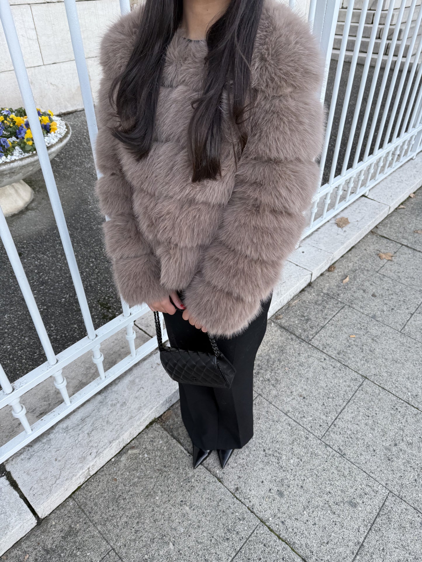 HAZELNUT FAUX FUR LONG SLEEVES