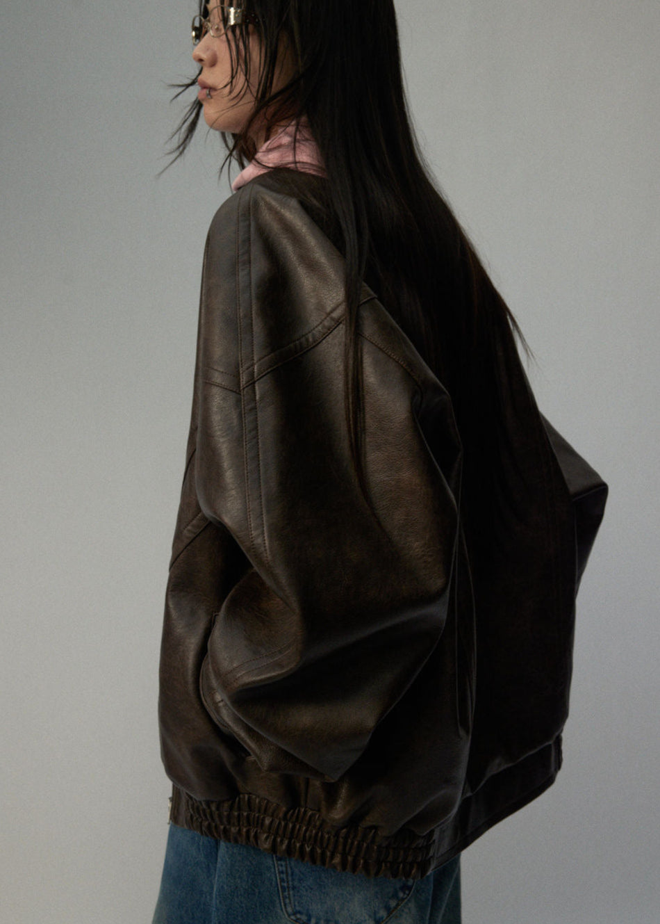 Arden Oversized Brown Faux Leather Jacket – Unisex Fit