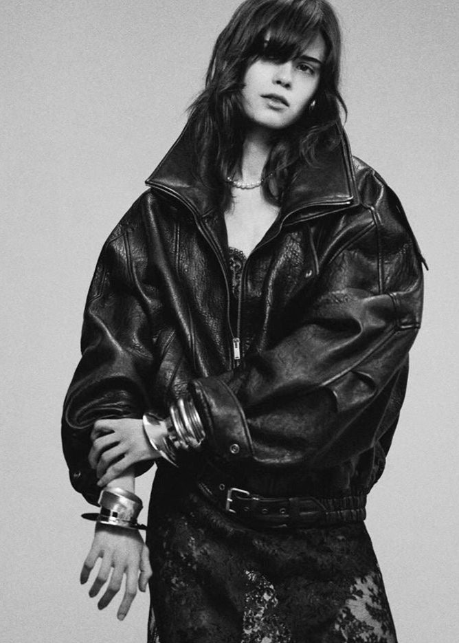 Raven Oversized Faux Leather Moto Jacket - Buckle Detail