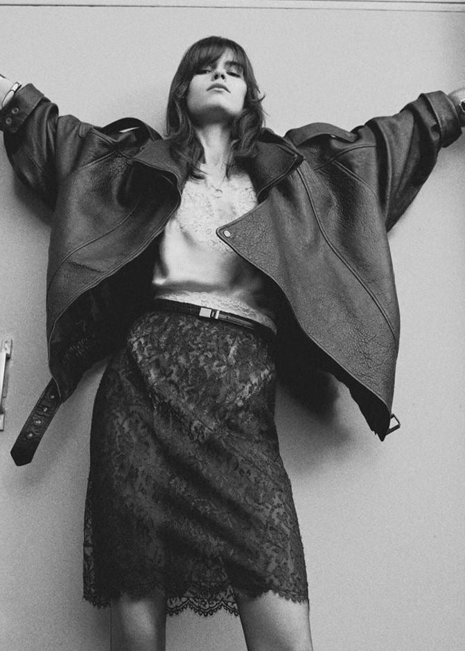 Raven Oversized Faux Leather Moto Jacket - Buckle Detail