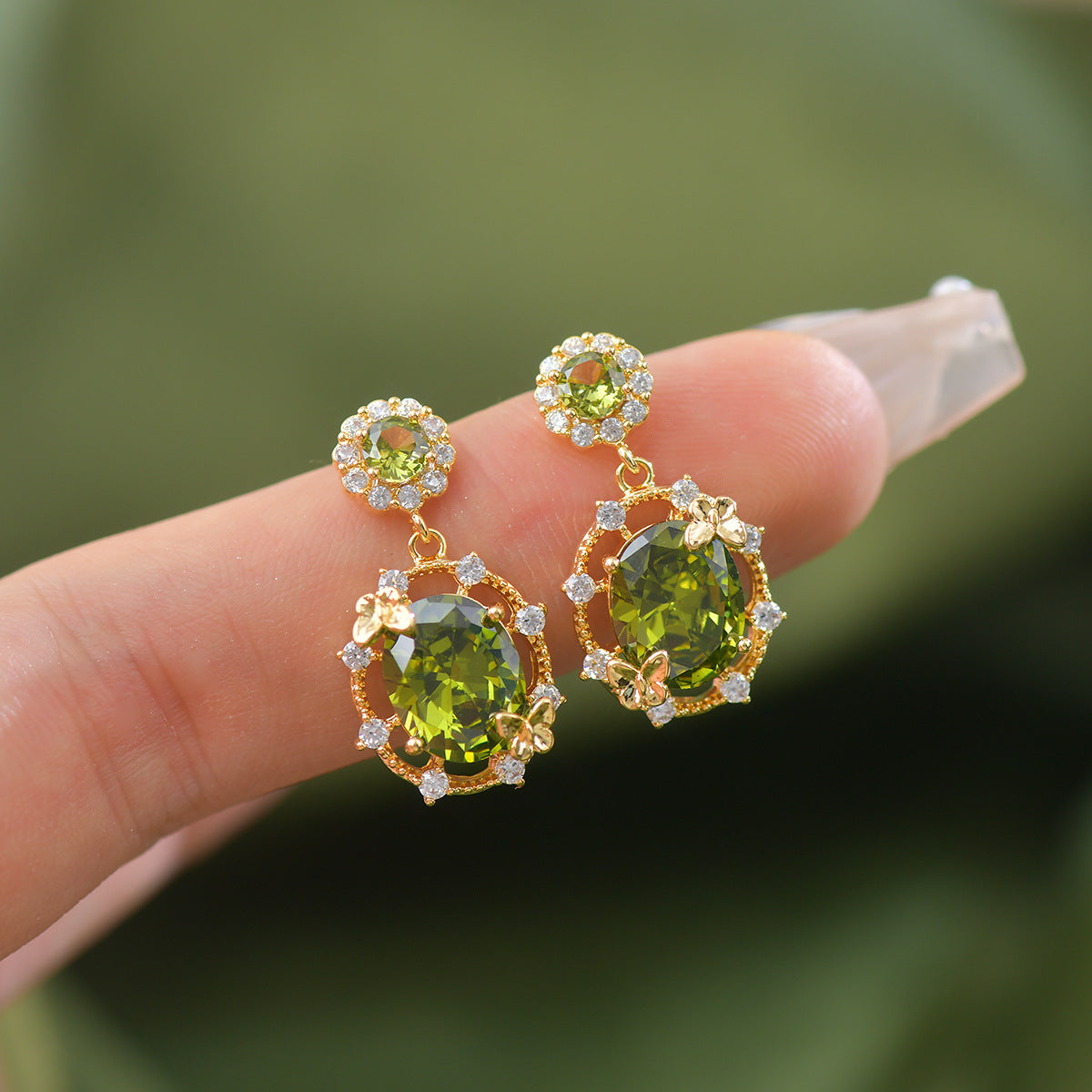Isabeau Olive Green Earring