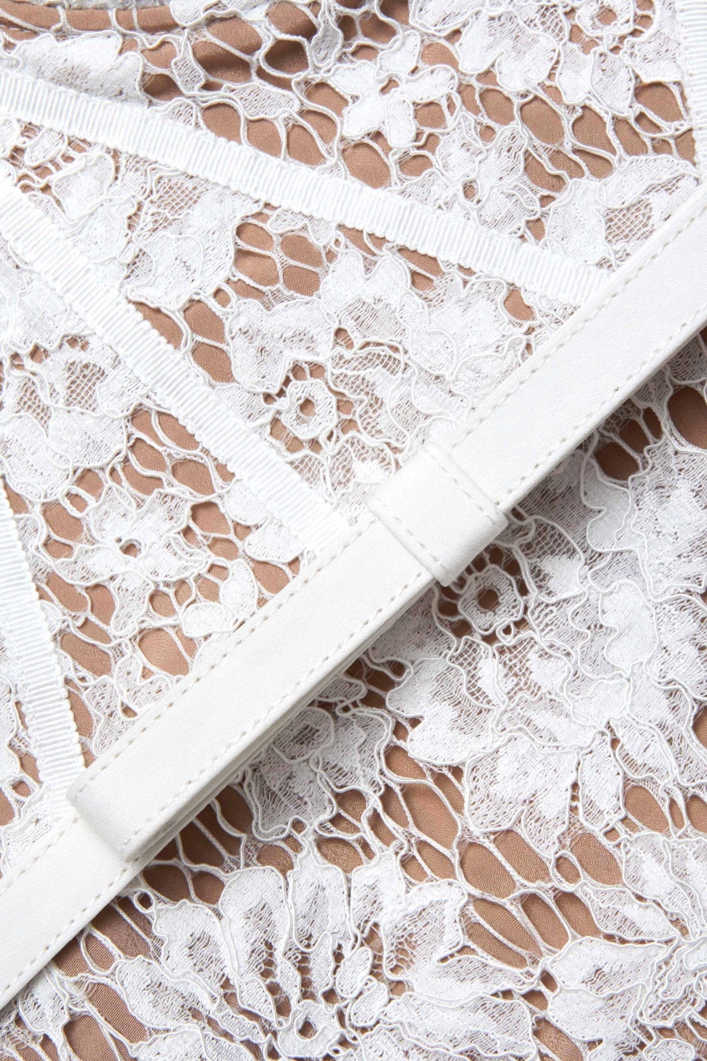 Josef Lace Bow Belted Midi Dress - White