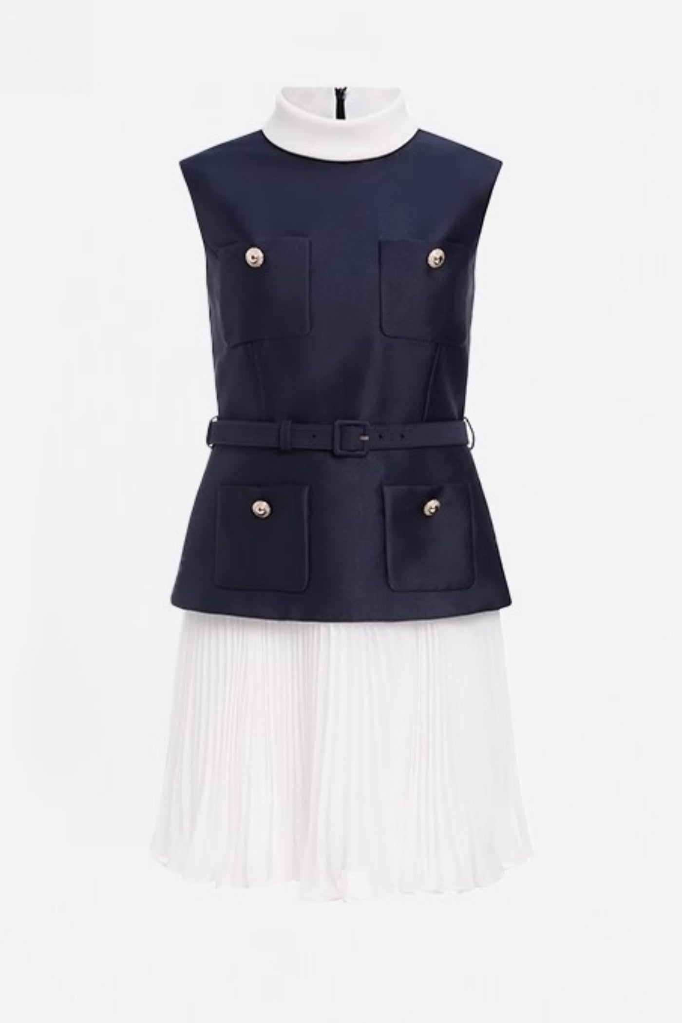 Kayele Sleeveless Belted Chiffon Mini Dress