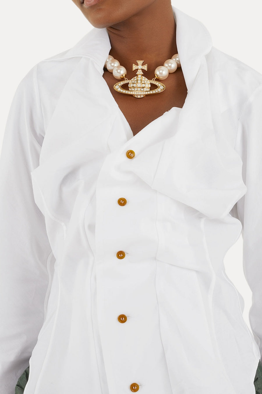 Keira Asymmetric Gathered Shirt - White