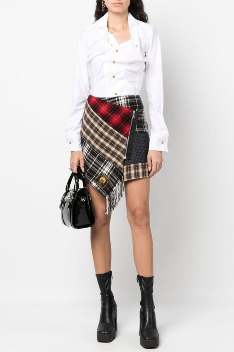 Keira Asymmetric Gathered Shirt - White