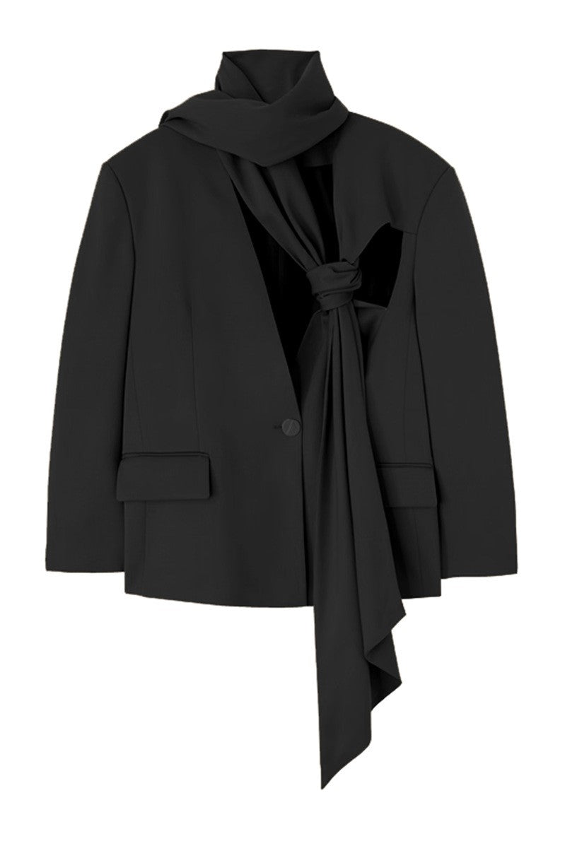 Lana Cutout Asymmetric Blazer - Black