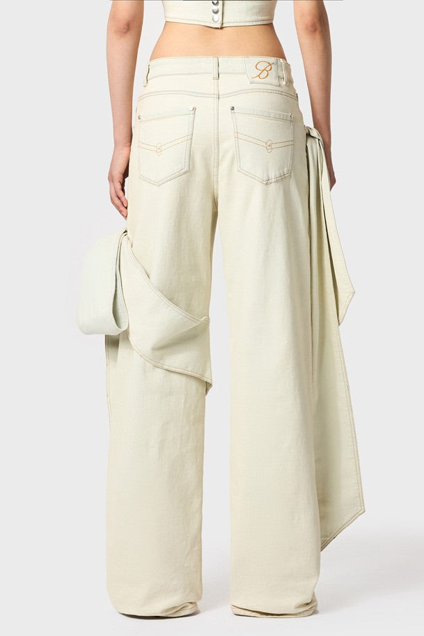 Camille Bow Straight Jeans - White