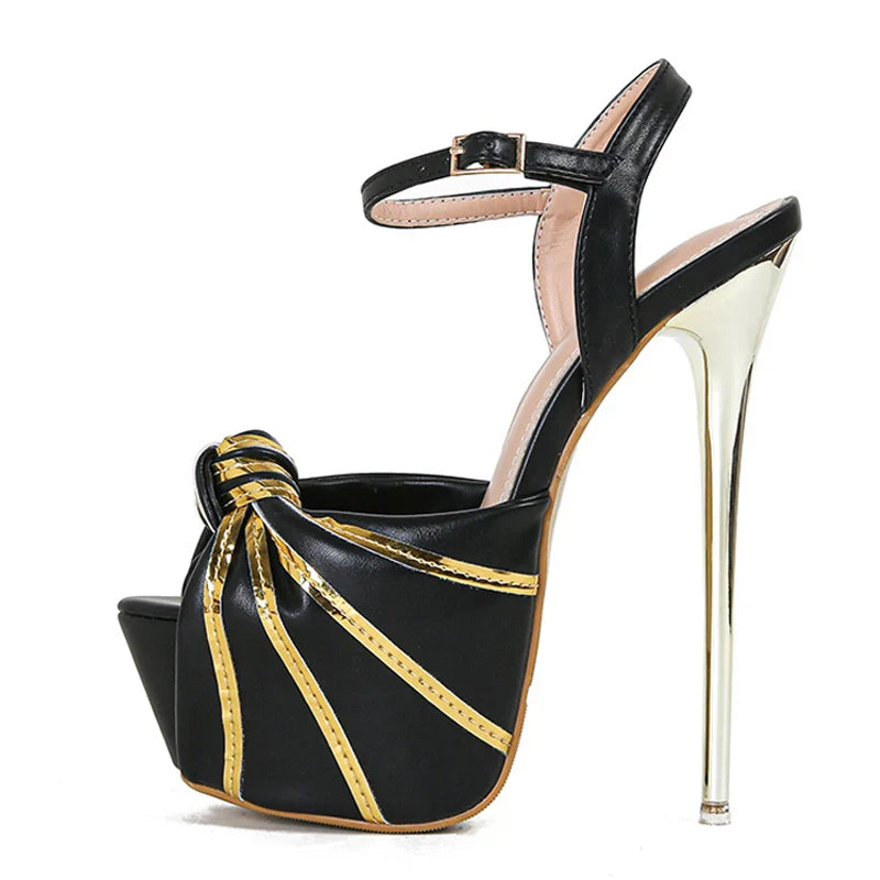 Bold Fashion Design Pleated Leather Extreme High Heel High Heel