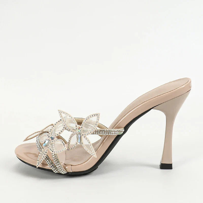 Glamorous High Quality Non-Slip Crystal Butterfly Open Toe High Heel
