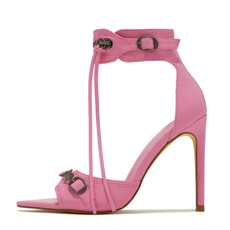 Stylish Summer Fashion Zip Tassel Metal Rivet Stripper Heels High Heel