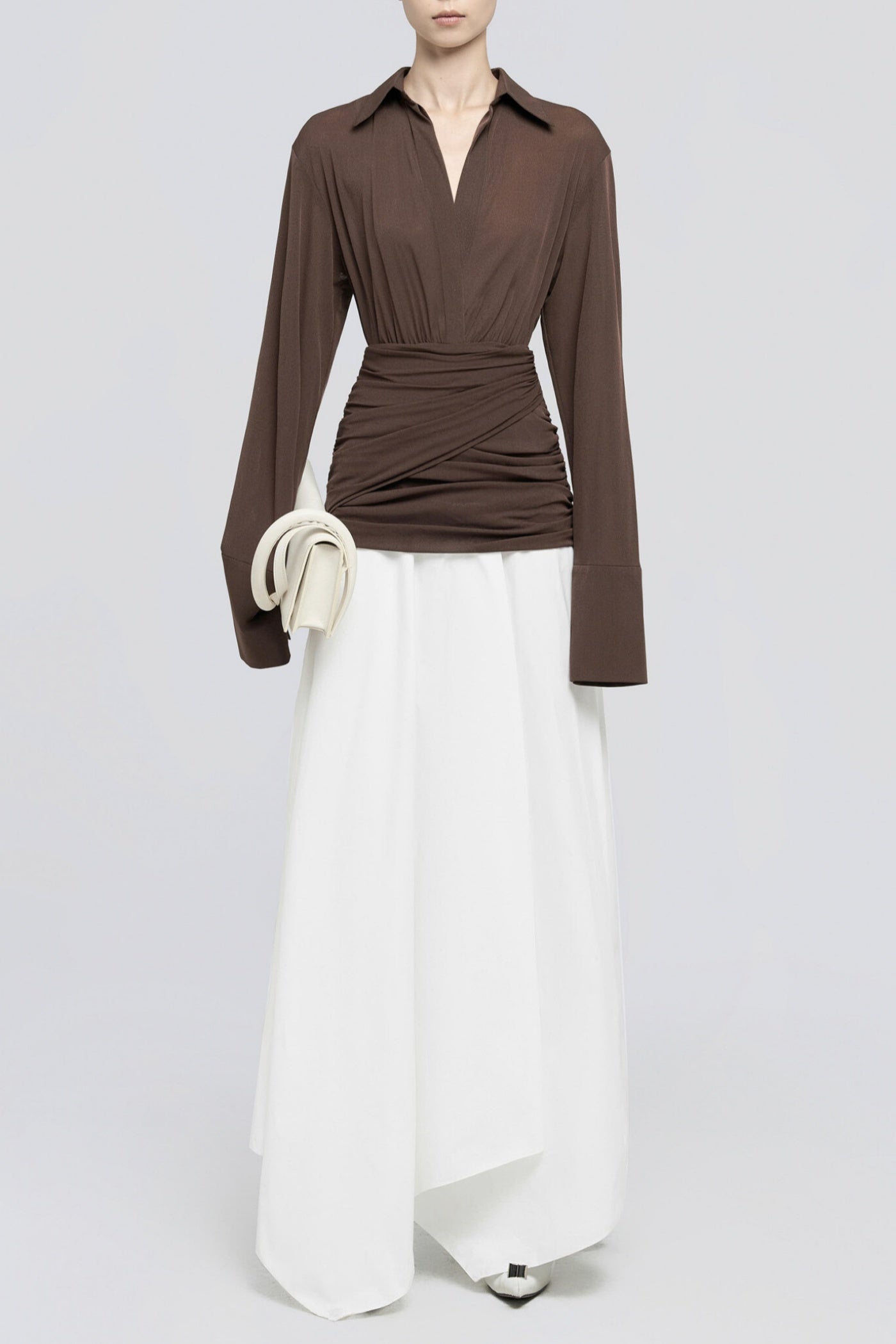 Mirzana Waist-cinched Draped Maxi Shirt Dress