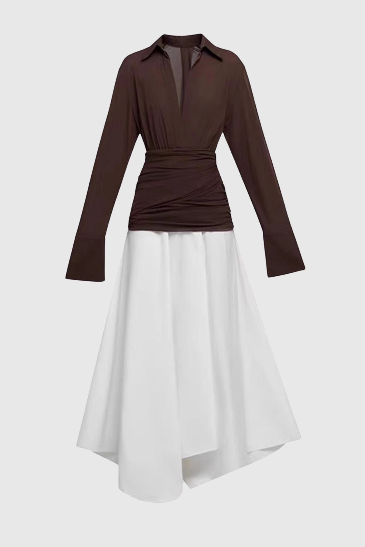 Mirzana Waist-cinched Draped Maxi Shirt Dress