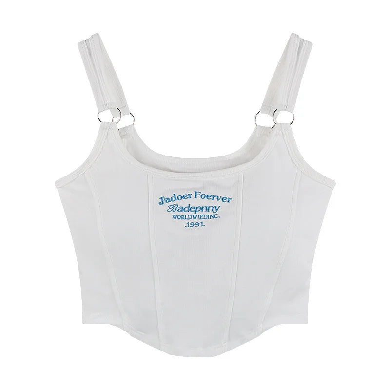 DressBetty - 2024 Irregular Y2K Summer Buckle Vest with Print Letter