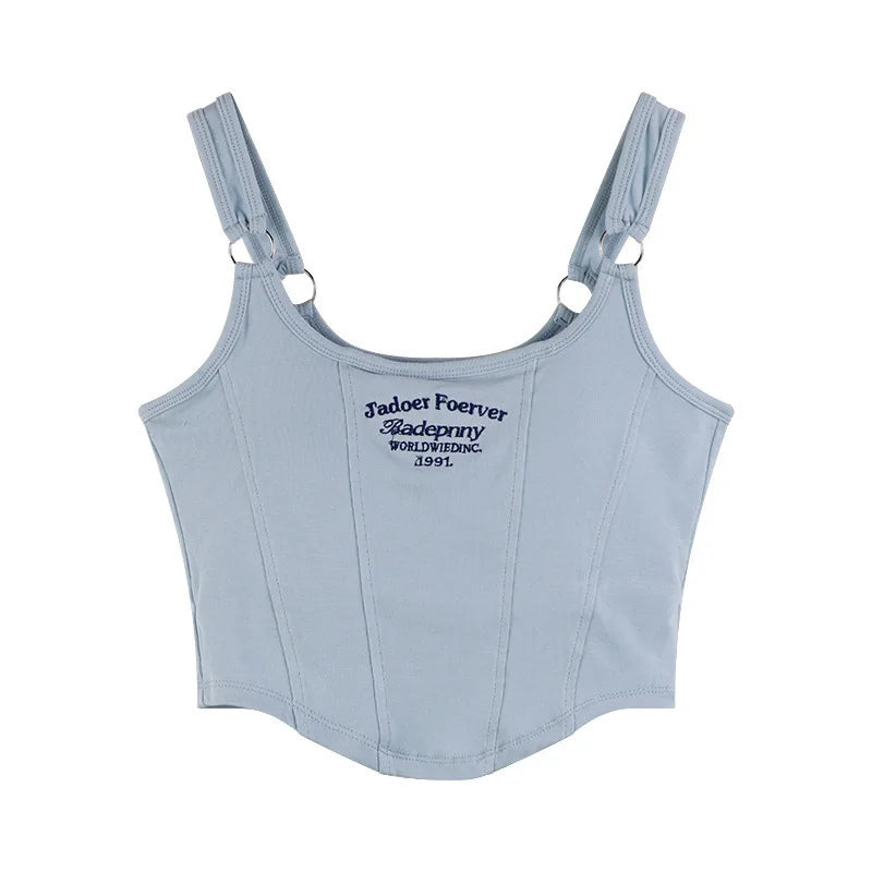 DressBetty - 2024 Irregular Y2K Summer Buckle Vest with Print Letter