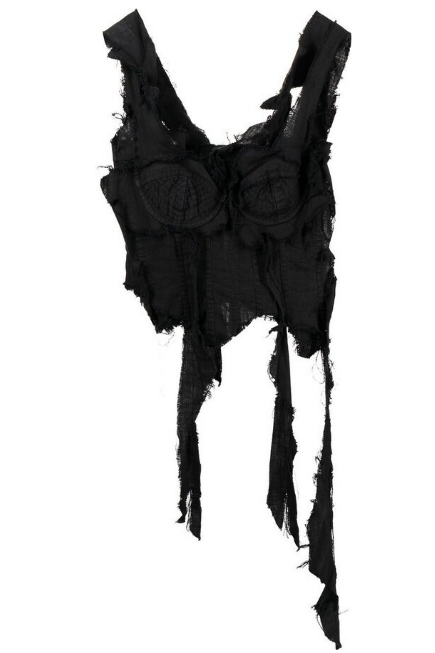Noela Asymmetric Fringed Corset - Black