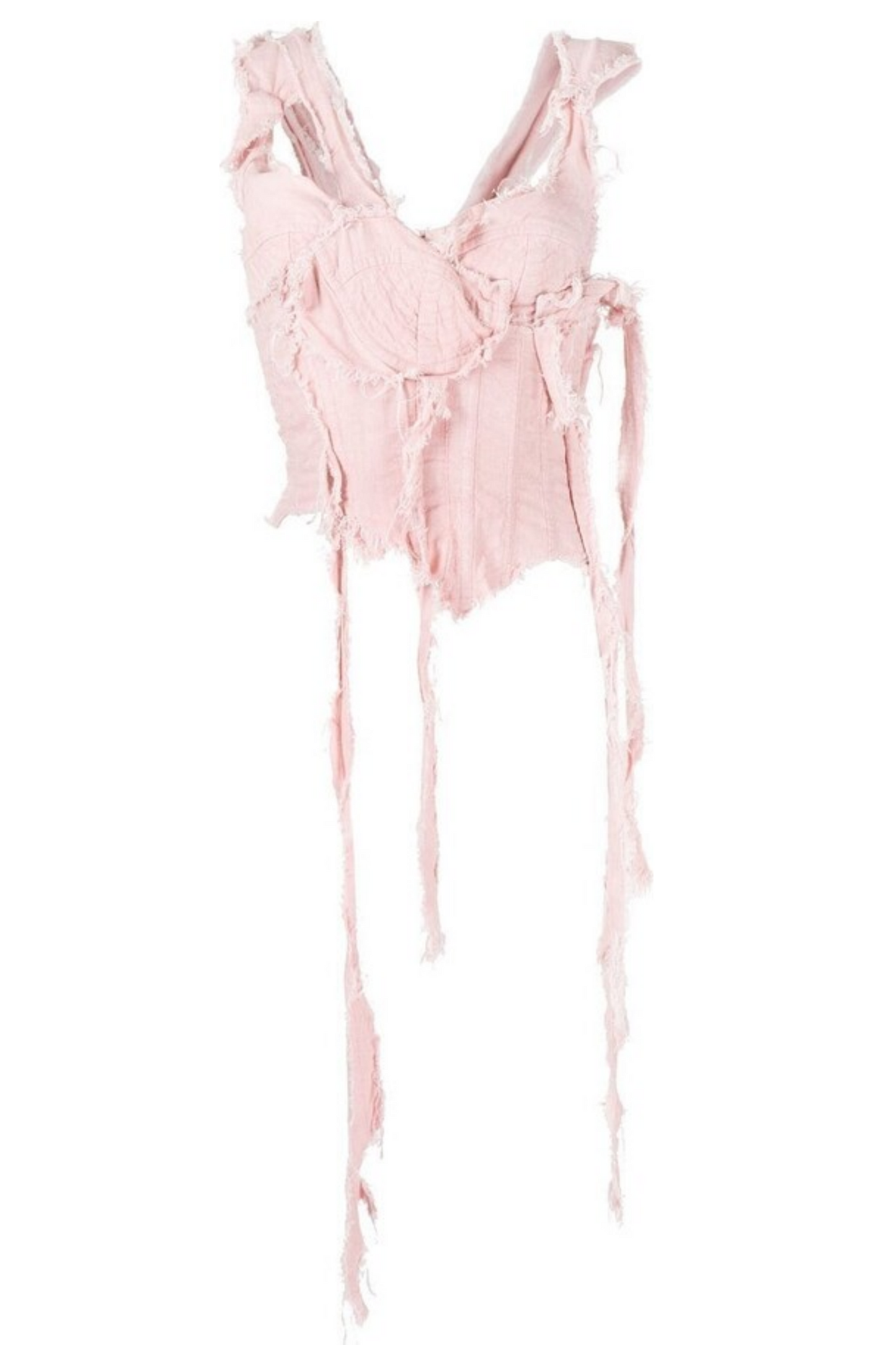 Noela Asymmetric Fringed Corset - Pink